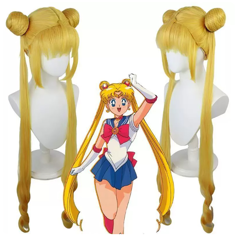 Wig Fiber Net - HAIRJOY วิกผมสังเคราะห์ เซเลอร์มูน ปริ๊นเซส เซเรนิตี้ วิกผมคอสเพลย์สีเหลืองยาว