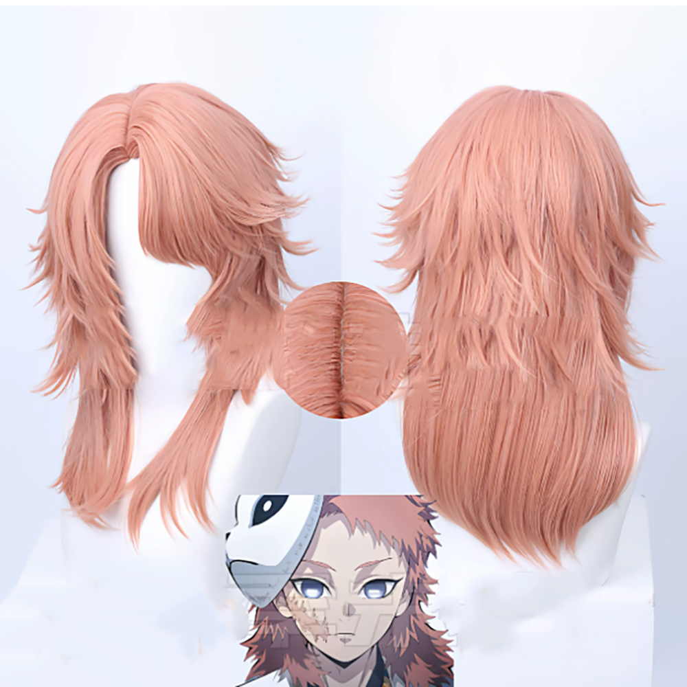 Wig Fiber Net - HAIRJOY วิกผมสังเคราะห์ซาบิโตะสำหรับคอสเพลย์ วิกผมสั้นลอนสีชมพูพร้อมตาข่ายโรส