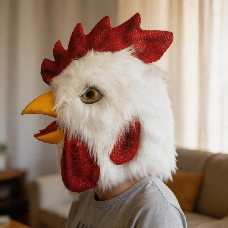 Cosplay Prop Foam - หน้ากากคอสเพลย์รูปสัตว์น่ารัก รูปทรงปากไก่ ขนไก่ สำหรับคริสต์มาส ฮาโลวีน งานปาร์ตี้