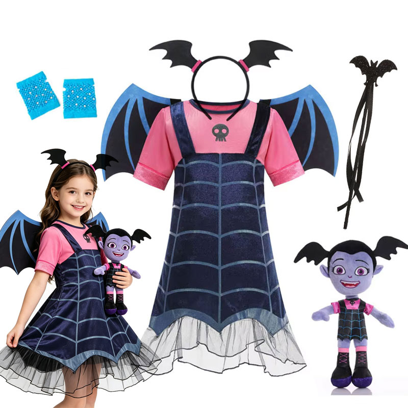 Cosplay Bat Prop - ชุดคอสตูมฮาโลวีนสำหรับเด็กผู้หญิง ชุดค้างคาวแวมไพร์ พร้อมปีกค้างคาวและที่คาดผม ชุดแฟนซีสำหรับงานปาร์ตี้วันหยุด