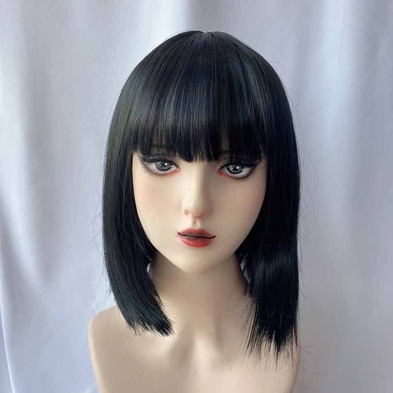 วิกผมตรงสำหรับผู้หญิง มีหน้าม้ - Wig Fiber Net บทวิจารณ์และราคา